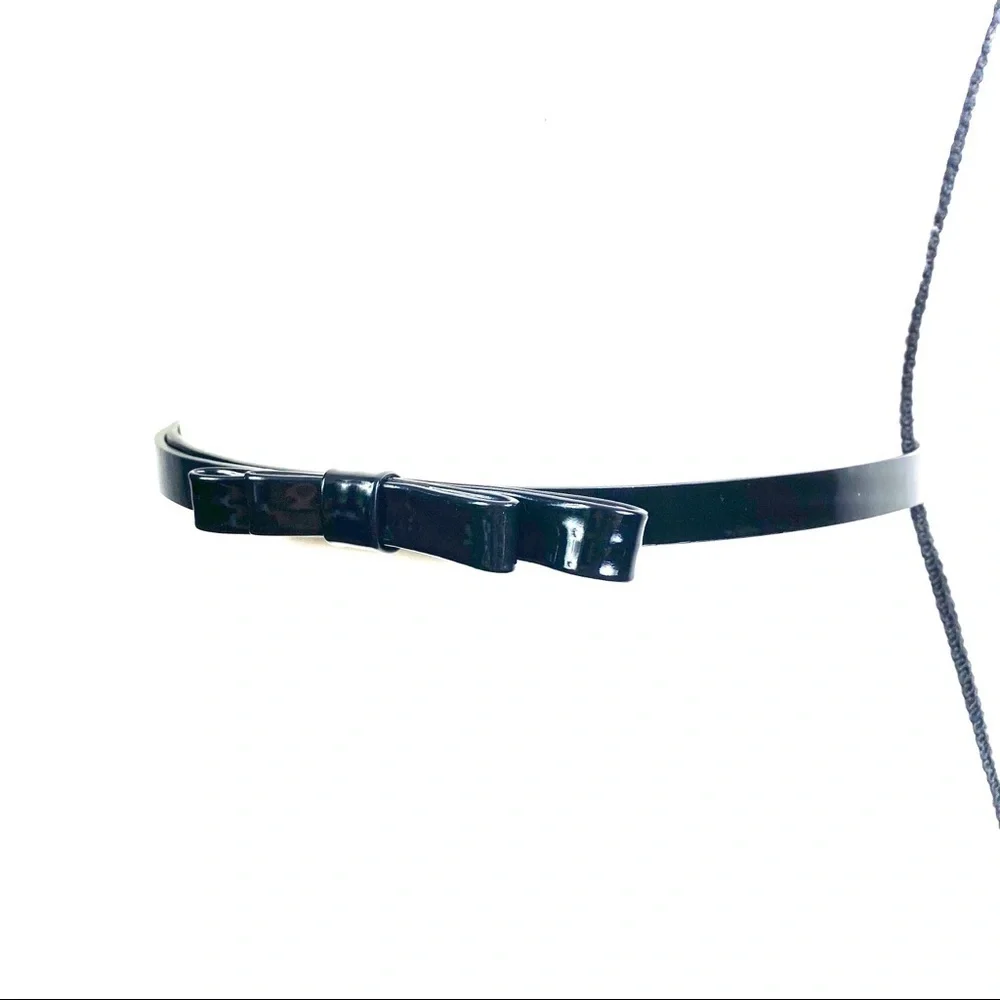 Black Patent Leather Adjustable Bow Belt